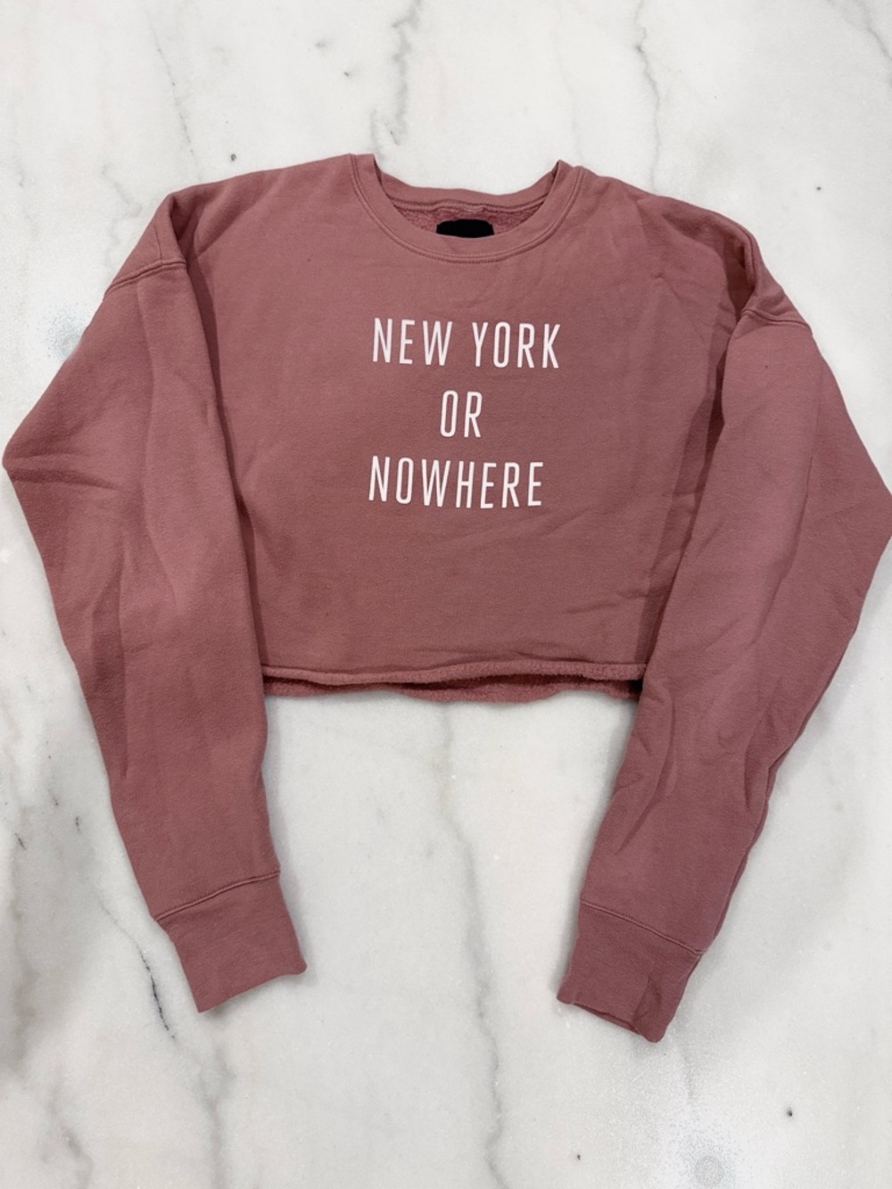Knowlita New York Or Nowhere Cropped Sweatshirt Mauve Pink - Size S